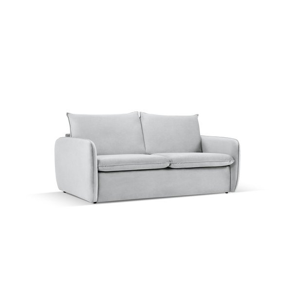Sulankstoma sofa šviesiai pilkos spalvos iš velveto 194 cm Vienna – Cosmopolitan Design-image-1