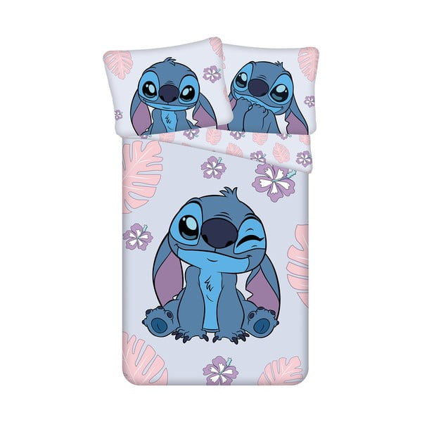 Mėlynos spalvos/violetinės spalvos iš medvilnės viengulė vaikiška patalynė 140x200 cm Lilo and Stitch "Cute" – Jerry Fabrics