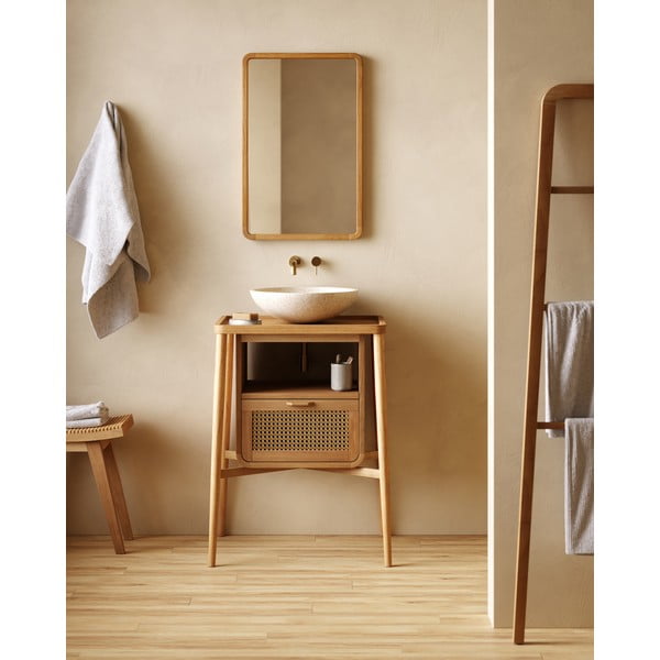 Sieninis veidrodis su medžio masyvo rėmu 45x70 cm Shamel – Kave Home-image-1