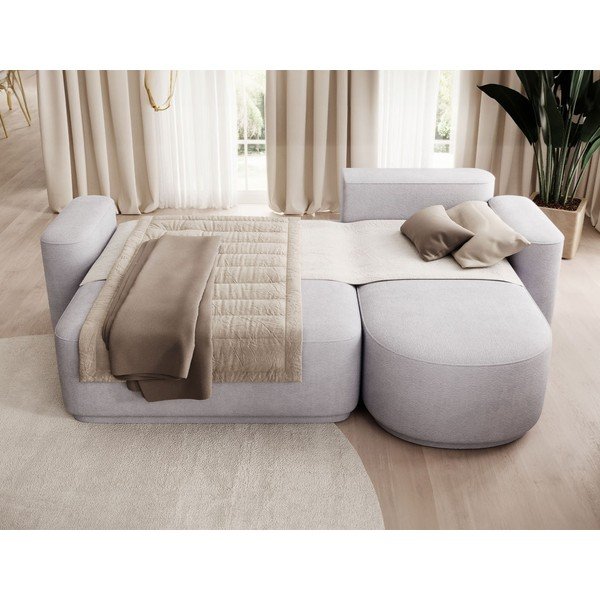 Šviesiai pilkos spalvos iš šenilinio audinio sulankstoma/su sandėliavimo vieta kampinė sofa (su dešiniuoju kampu/su gultu) Aurumm – ELTAP-image-4