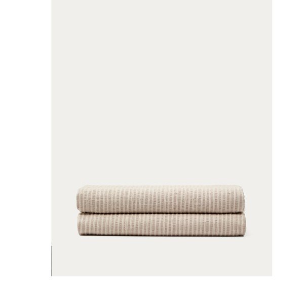 Smėlio spalvos iš žakardo dygsniuota lovatiesė 240x260 cm Vindi – Kave Home-image-2