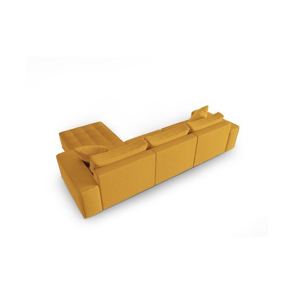 Kampinė sofa geltonos spalvos (su dešiniuoju kampu) Mike – Micadoni Home-image-4