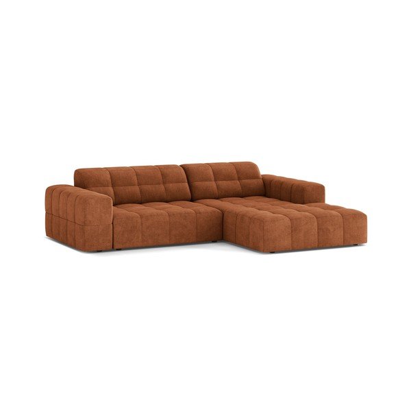 Terakotos spalvos kampinė sofa iš šenilinio audinio (su dešiniuoju kampu/su gultu) Chicago – Cosmopolitan Design-image-1