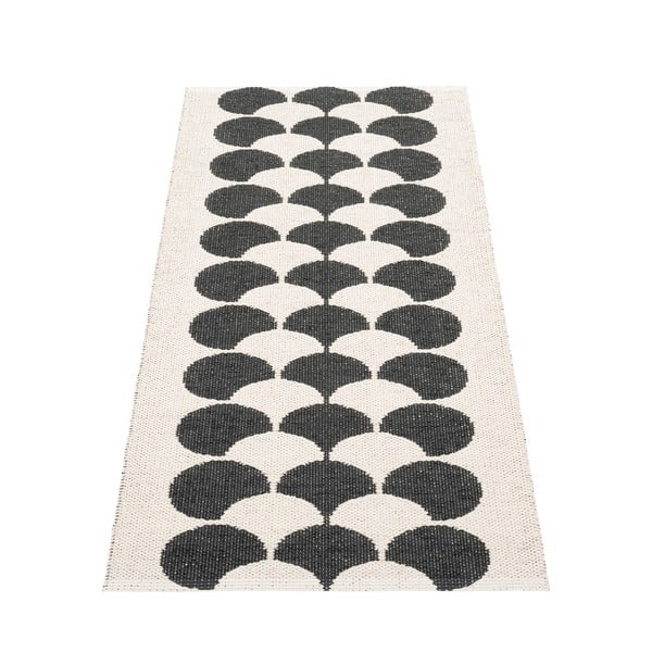 Juodos spalvos/kreminės spalvos lauko kilimas 70x150 cm Poppy Black Vanilla – Pappelina-image-2