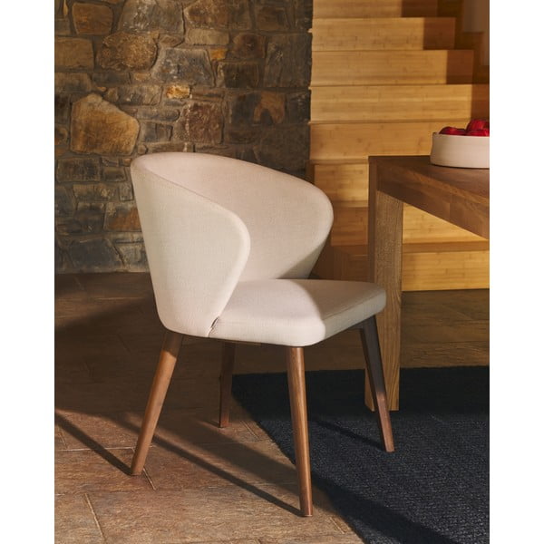 Kreminės spalvos iš audinio valgomojo kėdė Darice – Kave Home-image-1