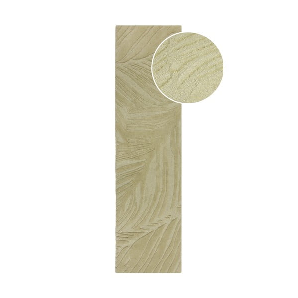 Žalias vilnonis kilimas 60x230 cm Lino Leaf - Flair Rugs