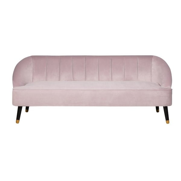 Rožinė trijų vietų aksominė sofa "Monobeli Robert