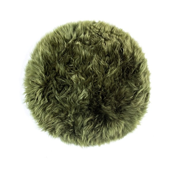Tamsiai žalia avikailio pagalvėlė Royal Dream Zealand apvaliai valgomojo kėdei, ⌀ 35 cm