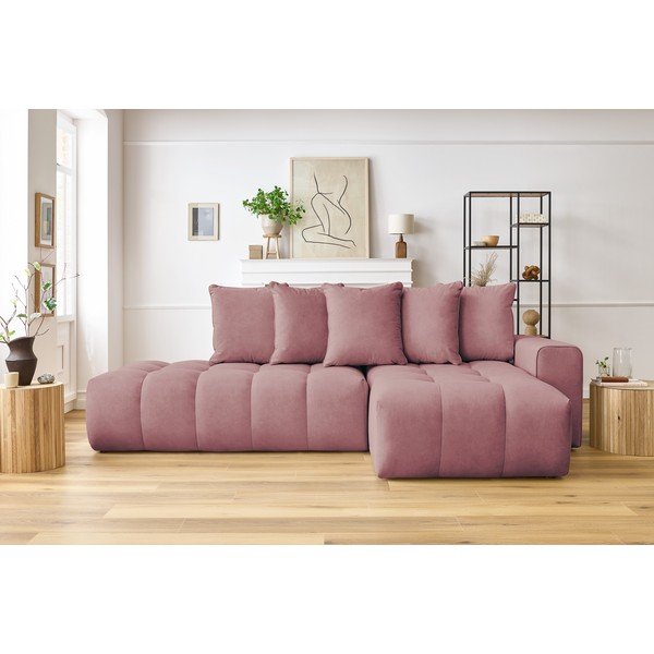 Rožinė kampinė sofa (dešinysis kampas) Mont-Blanc - Bobochic Paris-image-1