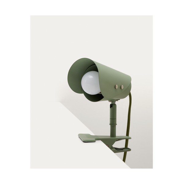 Žalios spalvos iš metalo stalinis šviestuvas su segtuku (aukštis 16 cm) Jula – Kave Home-image-4
