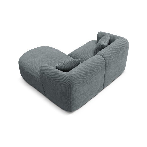 Tamsiai pilkos spalvos kampinė sofa iš kordinio velveto (su dešiniuoju kampu/su gultu) Campi – Cosmopolitan Design-image-3