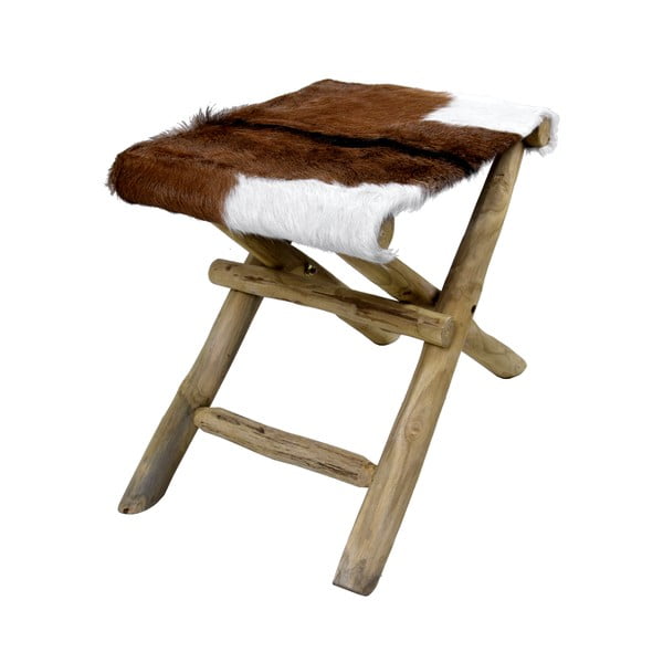 Rudos spalvos tikmedžio taburetė Goatskin - Ego Dekor-image-1