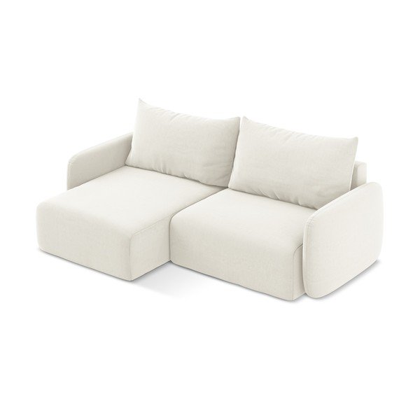 Kreminės spalvos sulankstoma/su sandėliavimo vieta kampinė sofa iš velveto (su kairiuoju kampu/su gultu) Kalena – Makamii-image-3