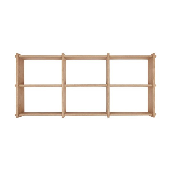 Natūralios spalvos iš ąžuolo masyvo kelių aukštų sieninė lentyna 37 cm Grid – OYOY Living Design