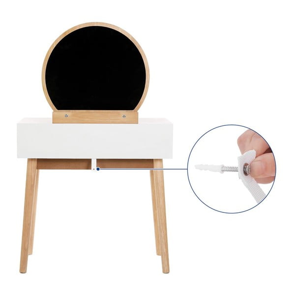 Medinis tualetinis staliukas su veidrodžiu, kėde ir dviem stalčiais Songmics-image-2