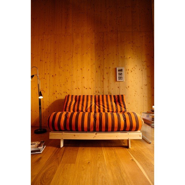 Oranžinės spalvos/rudos spalvos sulankstoma sofa 160 cm Roots – Karup-image-3