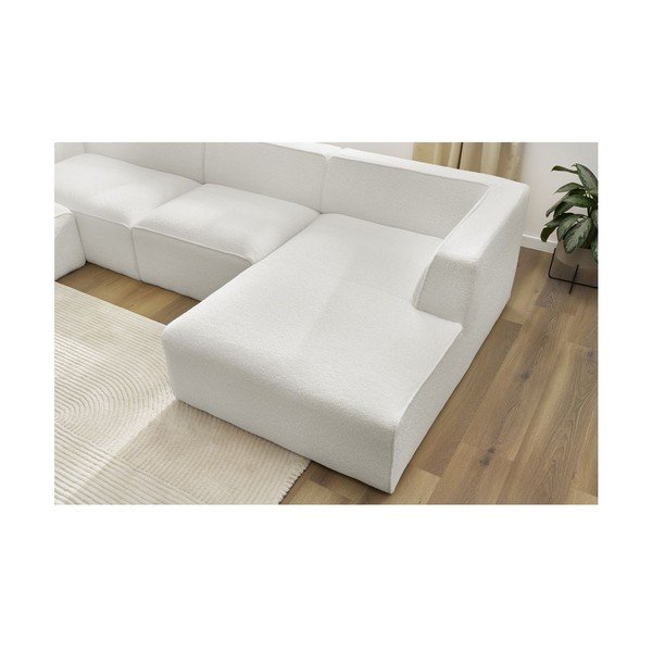 Baltos spalvos iš boucle modulinė kampinė sofa (su kairiuoju kampu/„U“ formos) Megeve – Bobochic Paris-image-3