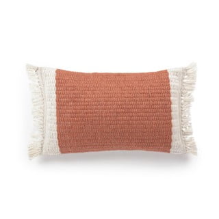 Oranžinės ir baltos spalvos pagalvėlės užvalkalas iš perdirbto plastiko Kave Home Isaura, 30 x 50 cm