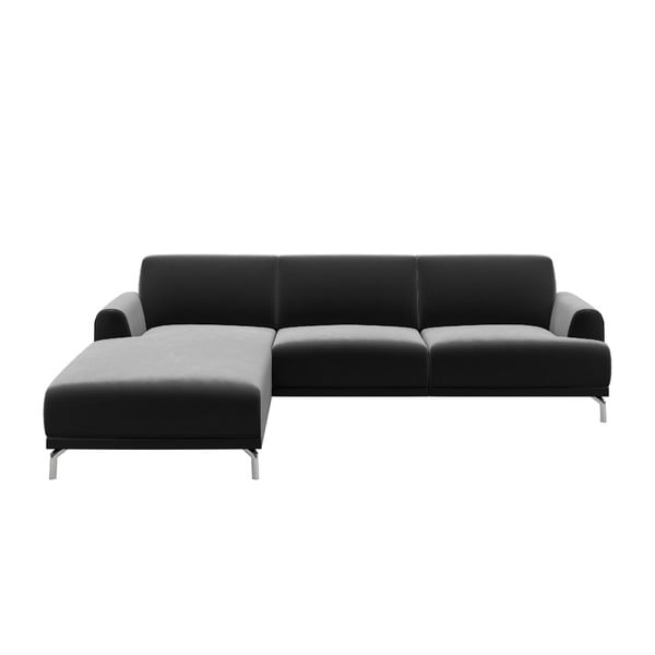 Tamsiai pilka aksominė kampinė sofa MESONICA Puzo, kairysis kampas