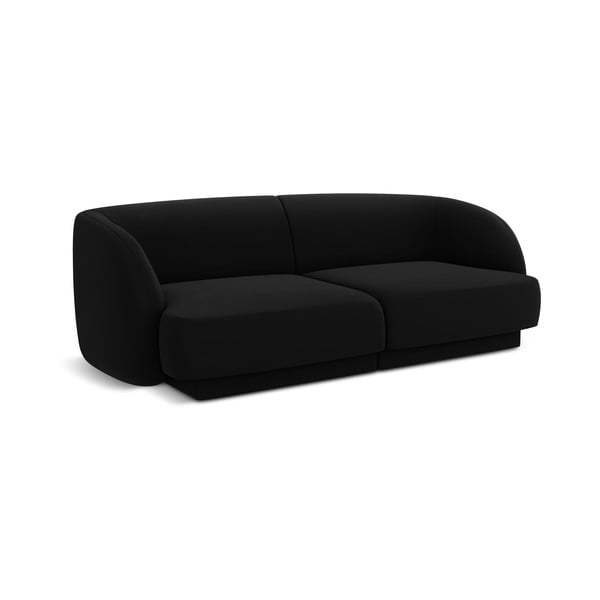Juodos spalvos aksominė sofa 184 cm Miley - Micadoni Home-image-1