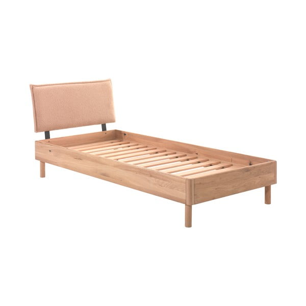 Natūralios spalvos iš ąžuolo masyvo viengulė lova su lovos grotelėmis 90x200 cm Forrest – Vipack