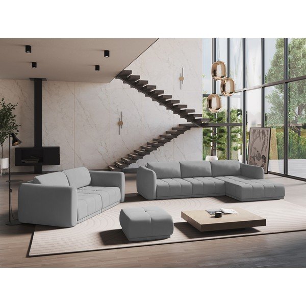 Šviesiai pilkos spalvos kampinė sofa Hoku – Makamii-image-1