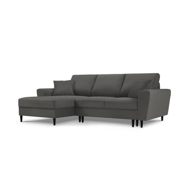 Tamsiai pilkos spalvos kampinė sofa Micadoni Home Moghan, kampas kairėje-image-3