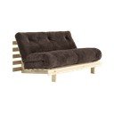 Tamsiai rudos spalvos sulankstoma sofa iš kordinio velveto 140 cm Roots – Karup
