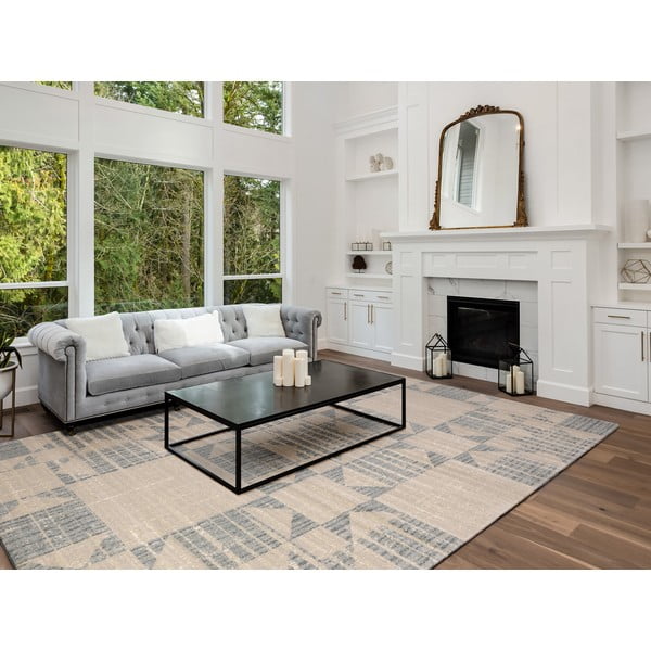 Iš vilnos kilimas smėlio spalvos 133x190 cm Frotage beige – Agnella-image-1