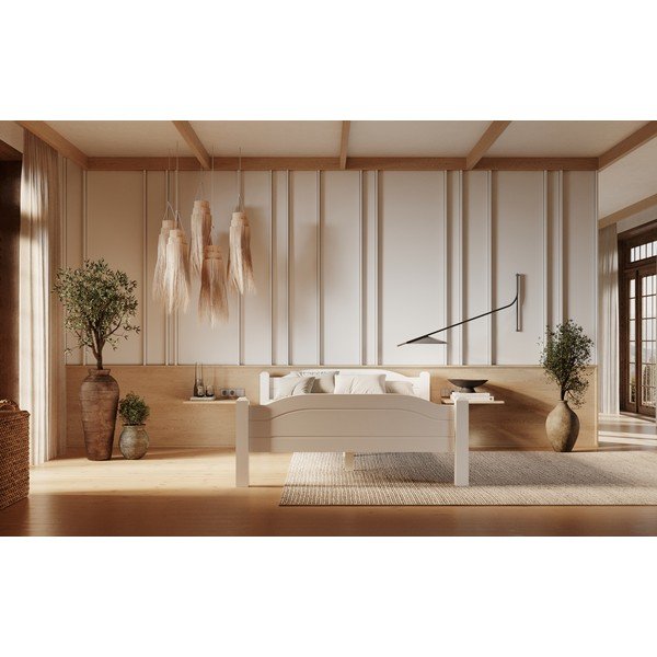 Iš pušies masyvo viengulė lova baltos spalvos 90x200 cm Liva – Olivia Living-image-3