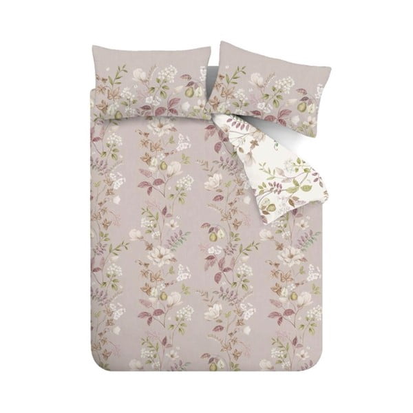 Rožinės spalvos iš medvilnės dvigulė/itin ilga patalynė 230x220 cm Francesca Floral – Bianca