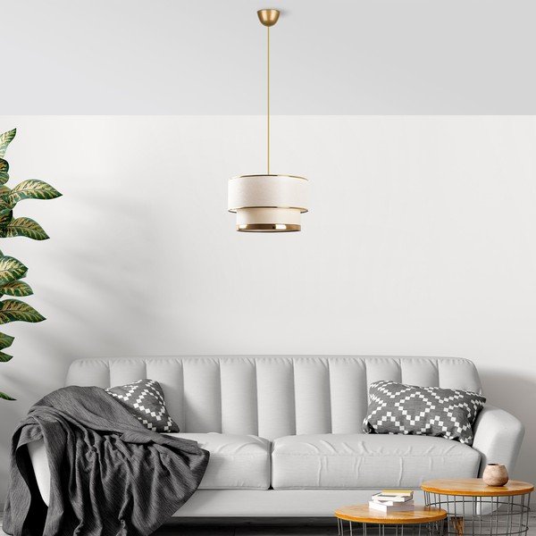 Kabantis šviestuvas kreminės spalvos/auksinės spalvos ø 30 cm su tekstiliniu gaubtu Cake – Opviq lights-image-1