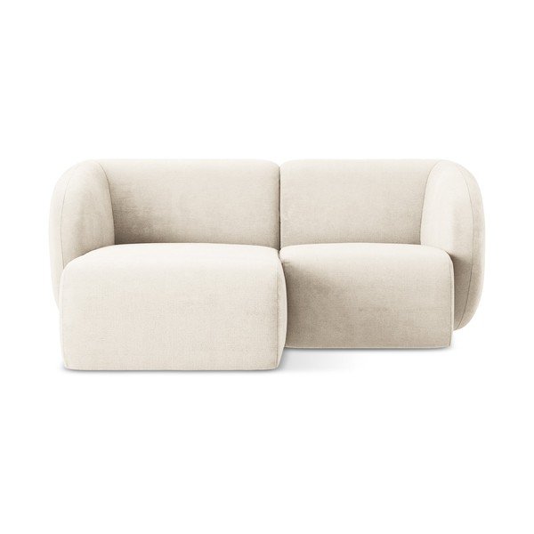 Smėlio spalvos kampinė sofa iš šenilinio audinio (su kairiuoju kampu/su gultu) Lani – Makamii