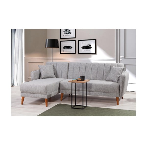 Sulankstoma kampinė sofa šviesiai pilkos spalvos (su kairiuoju kampu) Aqua – Balcab Home-image-1