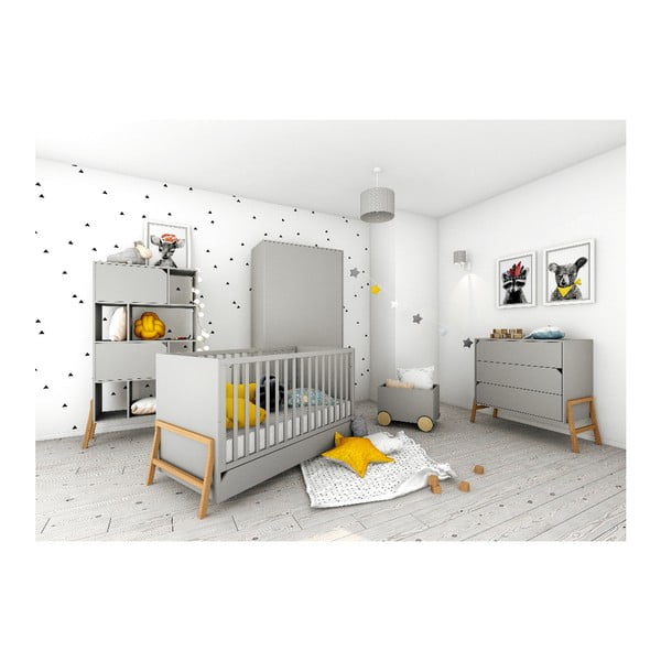 Pilka vaikiška lovelė su stalčiumi BELLAMY Lotta, 70 x 140 cm-image-2