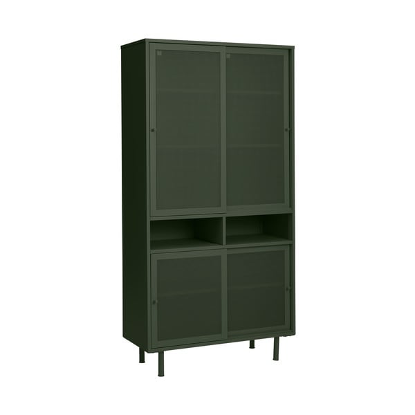Iš metalo spintelė tamsiai žalios spalvos su stumdomomis durimis 90x180x40 cm Veep – Unique Furniture-image-2