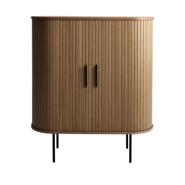 Vyno spintelė rudos spalvos iš ąžuolo su stumdomomis durimis 100x118x40 cm Nola – Unique Furniture