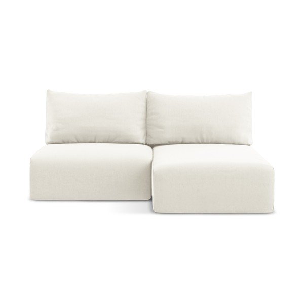 Kreminės spalvos sulankstoma/su sandėliavimo vieta kampinė sofa iš velveto (su dešiniuoju kampu/su gultu) Kalena – Makamii