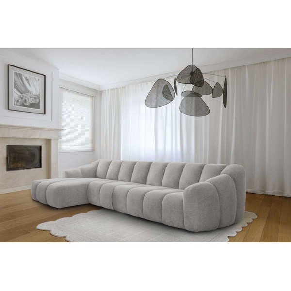Šviesiai pilkos spalvos kampinė sofa (su kairiuoju kampu/su gultu) Shell – Miuform-image-2