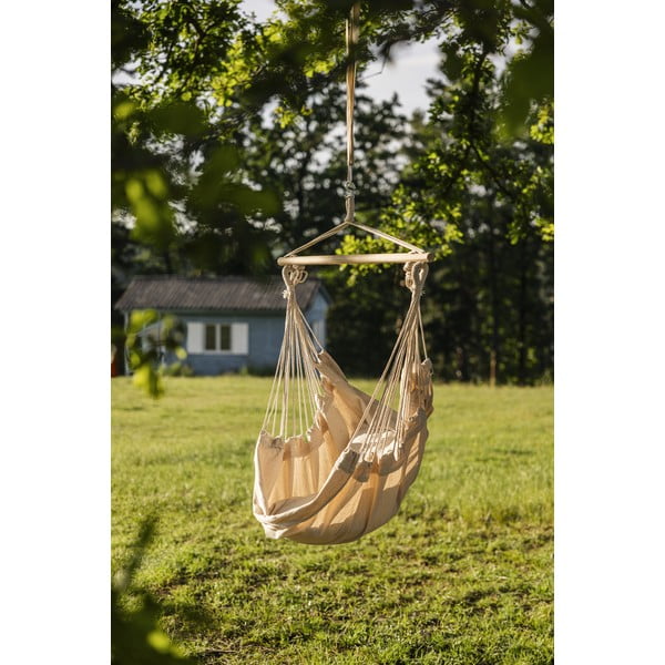 Paminkštinto audinio sodo pakabinamas krėslas kreminės spalvos Tobago – Garden Pleasure-image-1