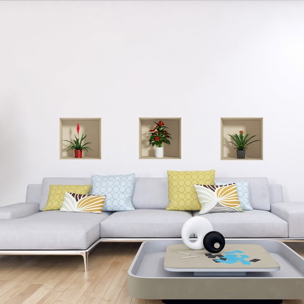 3 lipdukų rinkinys su 3D efektu Ambiance Flower-image-1