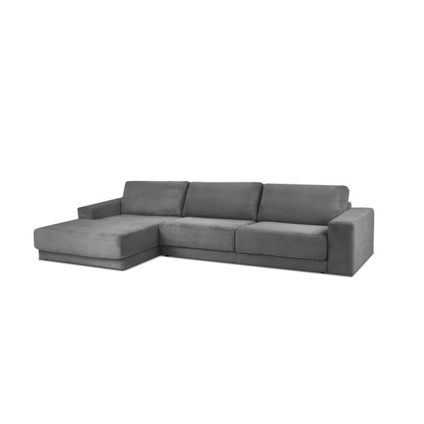 Pilka aksominė sofa-lova Milo Casa Donatella, kairysis kampas-image-2