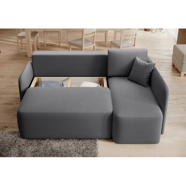 Taupe spalvos iš velveto sulankstoma/su sandėliavimo vieta kampinė sofa (su dešiniuoju kampu/su gultu) Hadson – ELTAP-image-4