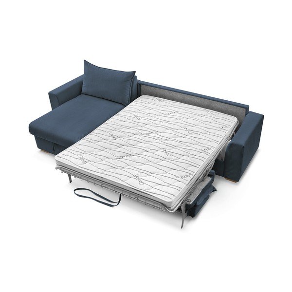 Iš kordinio velveto sulankstoma kampinė sofa tamsiai mėlynos spalvos (kintama) Augustin – Bobochic Paris-image-3