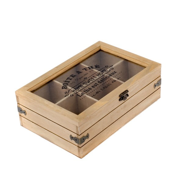 Medinė arbatos dėžutė su 6 skyriais Dakls Mia, 24 x 16 cm