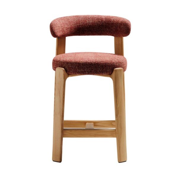 Terakotos spalvos/šviesios natūralios spalvos iš uosio masyvo baro taburetė (sėdynės aukštis 65 cm) Granite – Kave Home-image-4