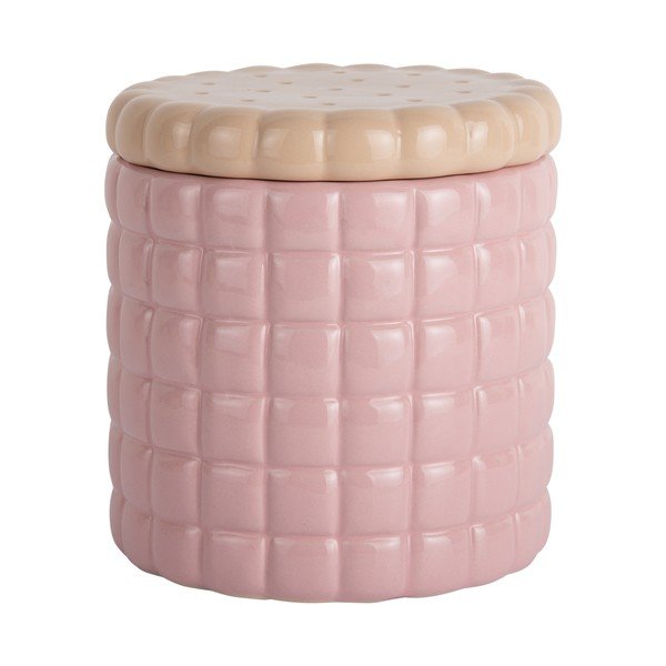 Dekoratyvinė šviesiai rožinės spalvos iš keramikos daiktadėžė ø 14x15 cm Biscuit Box – PT LIVING
