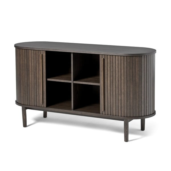 Rudos spalvos šoninė spintelė iš ąžuolo su stumdomomis durimis 140x76x45 cm Meta – Unique Furniture-image-2