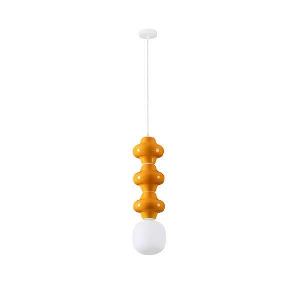 Baltos spalvos/oranžinės spalvos iš keramikos kabantis šviestuvas ø 18 cm su stiklo gaubtu Clio – Nova Luce
