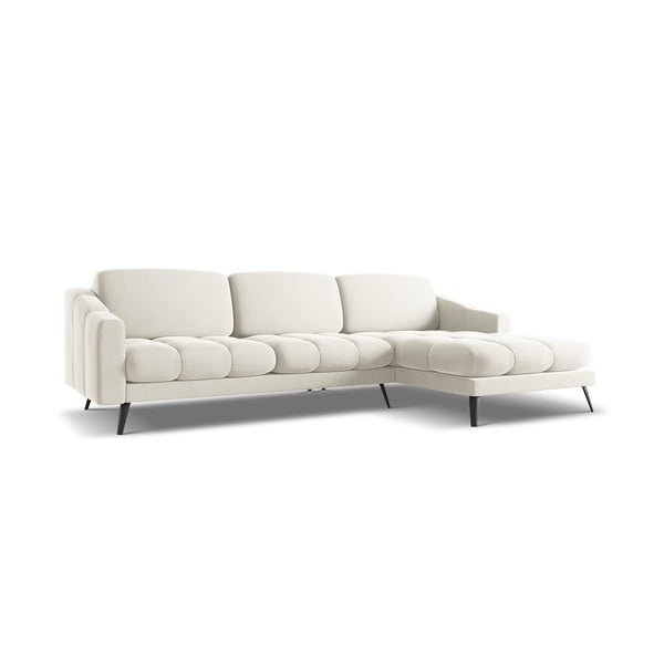 Kreminės spalvos iš velveto kampinė sofa (su dešiniuoju kampu) Nalu – Makamii-image-4